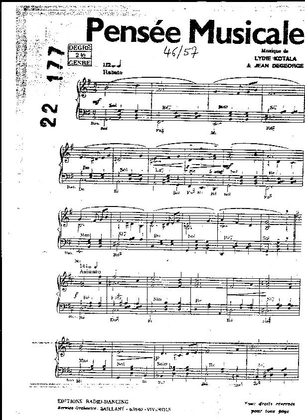 télécharger la partition d'accordéon Pensée Musicale au format PDF