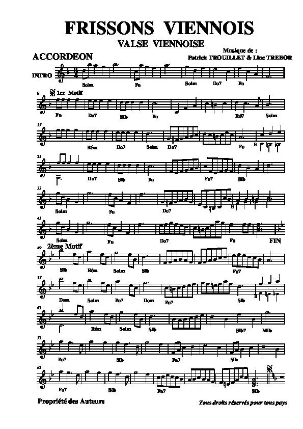 télécharger la partition d'accordéon Frissons Viennois (Valse Viennoise) au format PDF