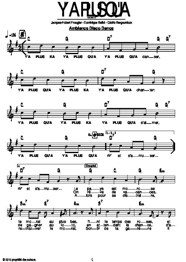 télécharger la partition d'accordéon Y' a plus qu'a (Marche Disco Ambiance) au format PDF