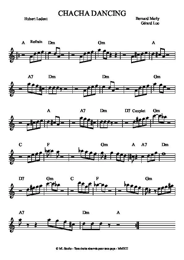 télécharger la partition d'accordéon Chacha Dancing au format PDF