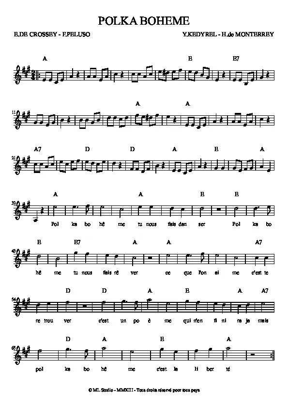 télécharger la partition d'accordéon Polka Bohème au format PDF