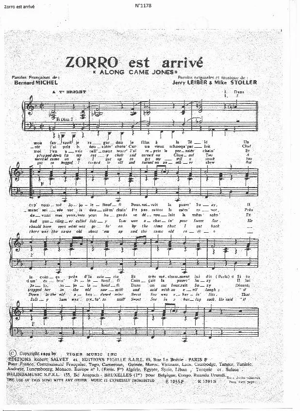 télécharger la partition d'accordéon Zorro est arrivé (Along came Jones) (Chant : Henri Salvador) au format PDF
