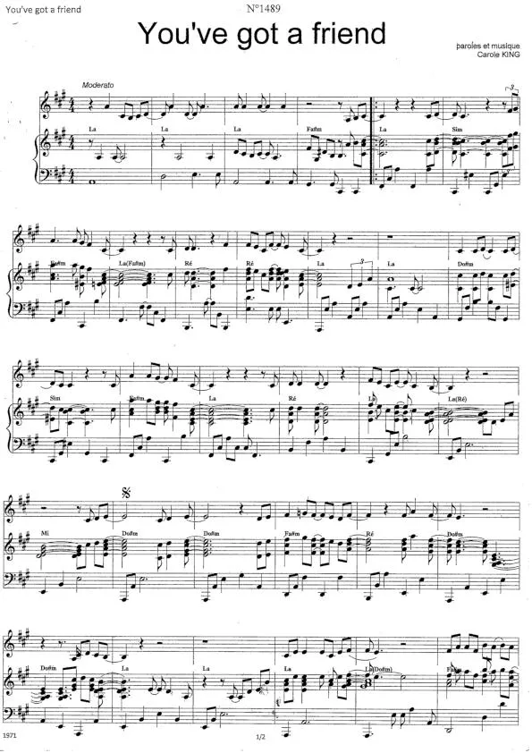 télécharger la partition d'accordéon You've got a friend au format PDF