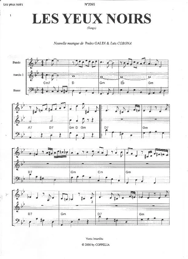 télécharger la partition d'accordéon Les yeux noirs (Tango) au format PDF