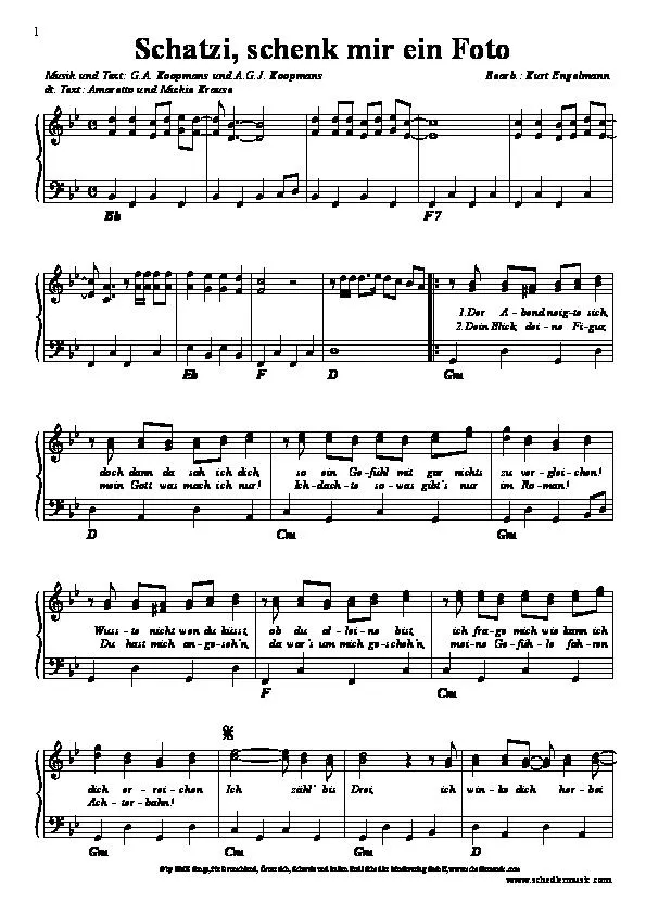 télécharger la partition d'accordéon Schatzi Schenk mir ein Foto (Arrangement : Kurt Engelmann) au format PDF