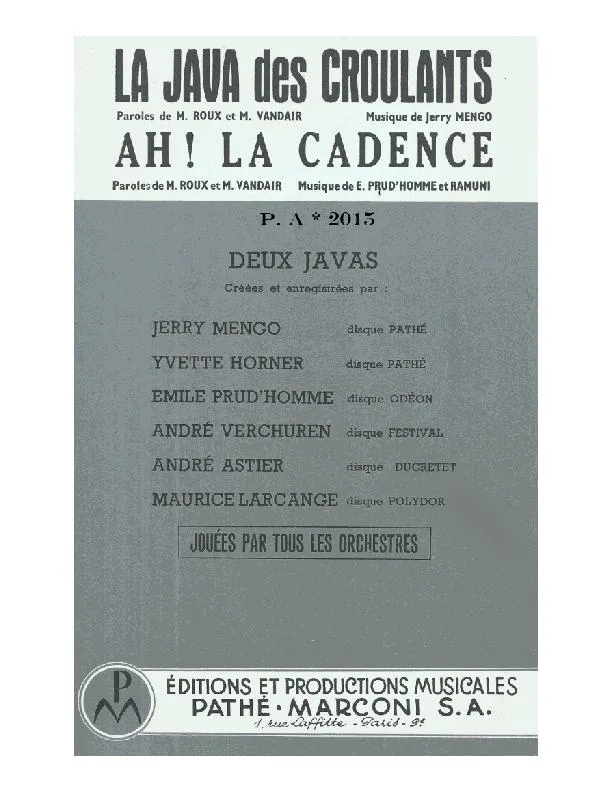 télécharger la partition d'accordéon Ah La cadence (Orchestration Complète) (Java) au format PDF