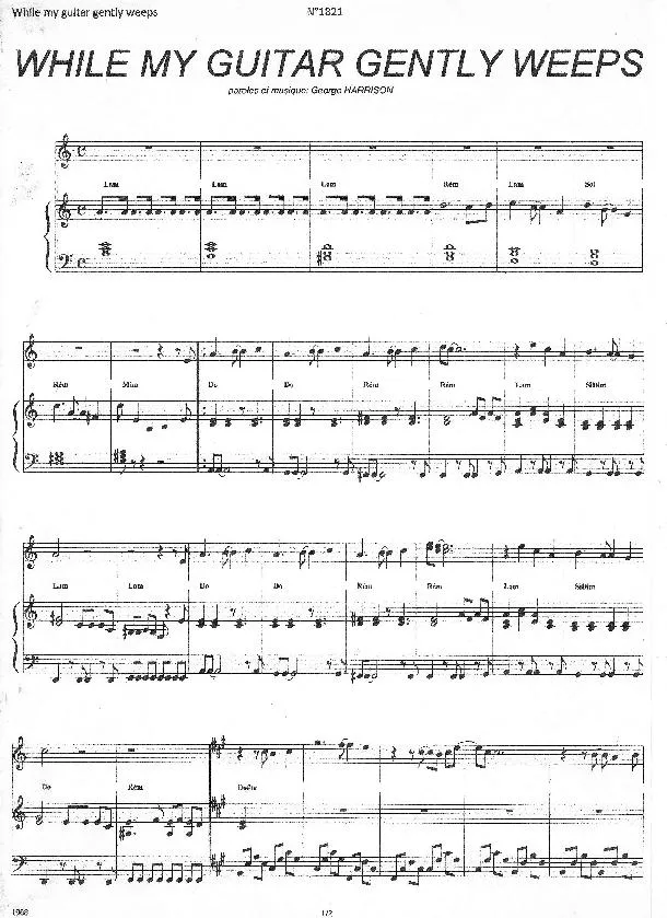 télécharger la partition d'accordéon While my guitar gently weeps au format PDF
