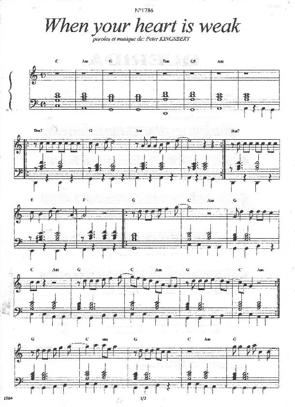 télécharger la partition d'accordéon When your heart is weak au format PDF