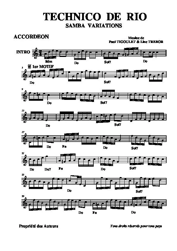 télécharger la partition d'accordéon Technico de Rio (Samba Variations) au format PDF