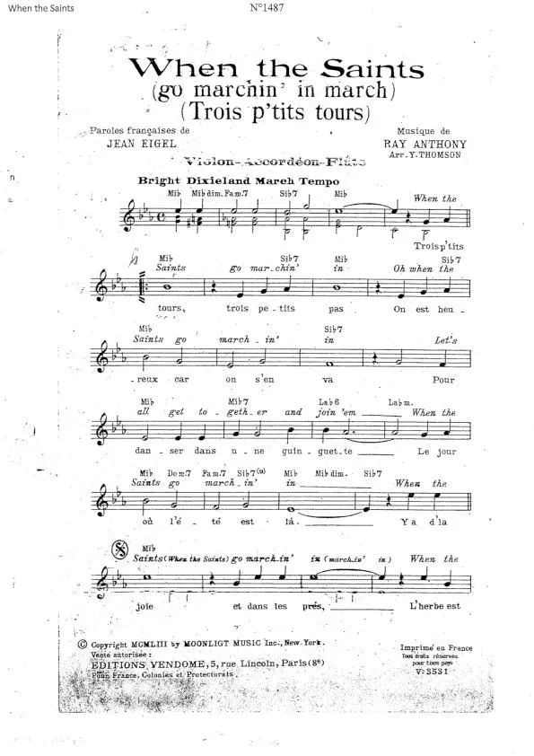 télécharger la partition d'accordéon When the saints (Go marchin' in march) (Trois p'tits tours) (Arrangement : Yvonne Thomson) au format PDF