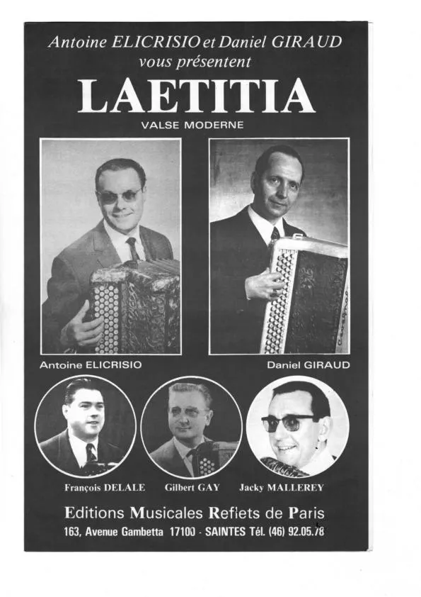 télécharger la partition d'accordéon Laetitia (Arrangement : Eliane Margelli) (Valse Moderne) au format PDF
