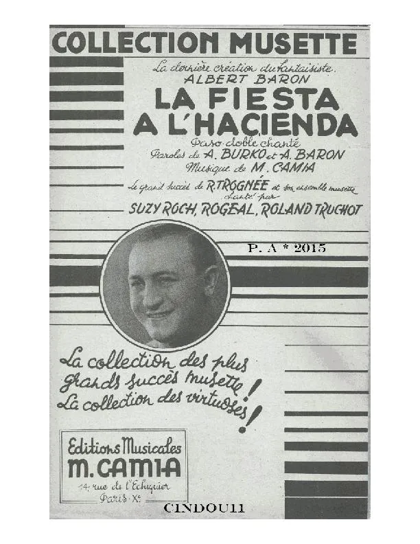 télécharger la partition d'accordéon La fiesta à l'Hacienda (Grand Succès de Robert Trognée et son ensemble musette) (Paso Doble Chanté) au format PDF