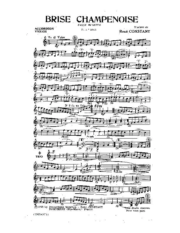 télécharger la partition d'accordéon Brise Champenoise (Valse Musette) au format PDF