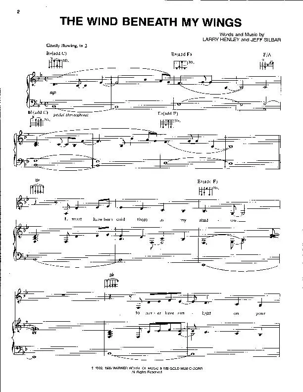 télécharger la partition d'accordéon The wind beneath my wings au format PDF