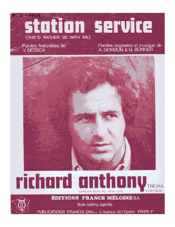 télécharger la partition d'accordéon Station Service (She'd rather be with me) (Chant : Richard Anthony) au format PDF