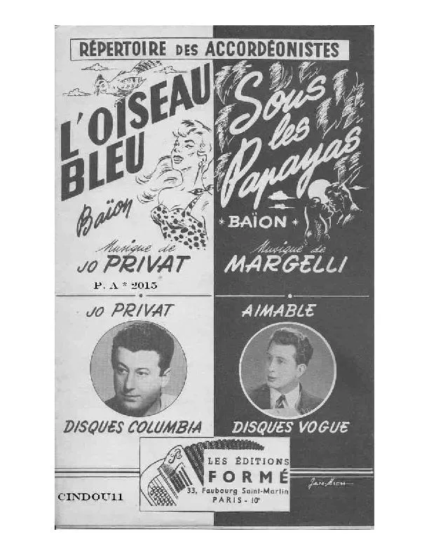 télécharger la partition d'accordéon L'oiseau bleu (Orchestration) (Baïao) au format PDF