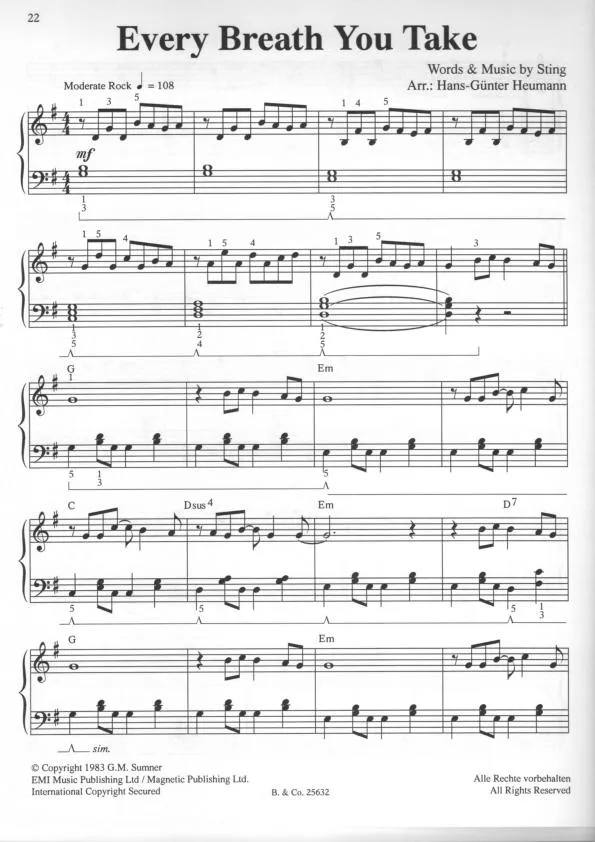 télécharger la partition d'accordéon Every breath you take (Arrangement Hans-Günter Heumann) (Rock) au format PDF