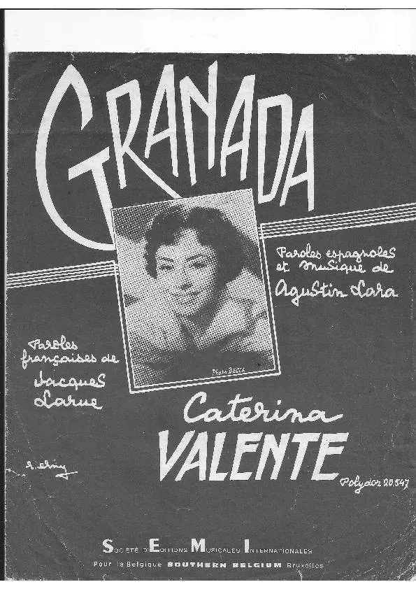 télécharger la partition d'accordéon Granada (Chant : Caterina Valente) au format PDF