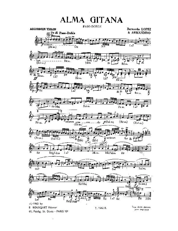 télécharger la partition d'accordéon Alma Gitana (Paso Doble) au format PDF