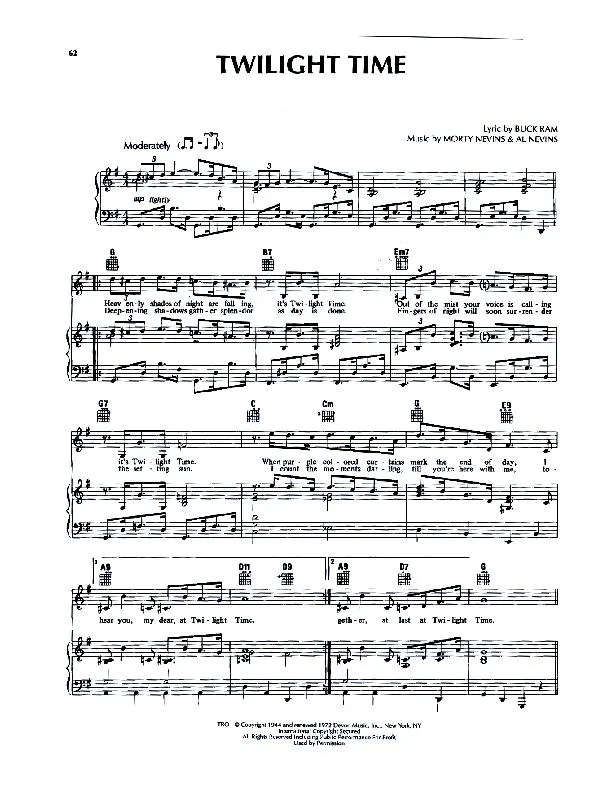 télécharger la partition d'accordéon Twilight Time (Chant : Les Platters) au format PDF