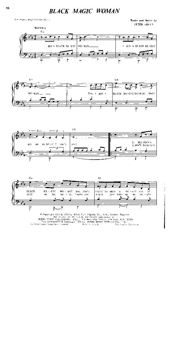 télécharger la partition d'accordéon Black Magic Woman (Blues Rock) au format PDF