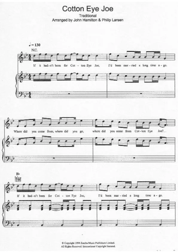 télécharger la partition d'accordéon Cotton Eye Joe (Arrangement : John Hamilton & Philip Larsen) au format PDF