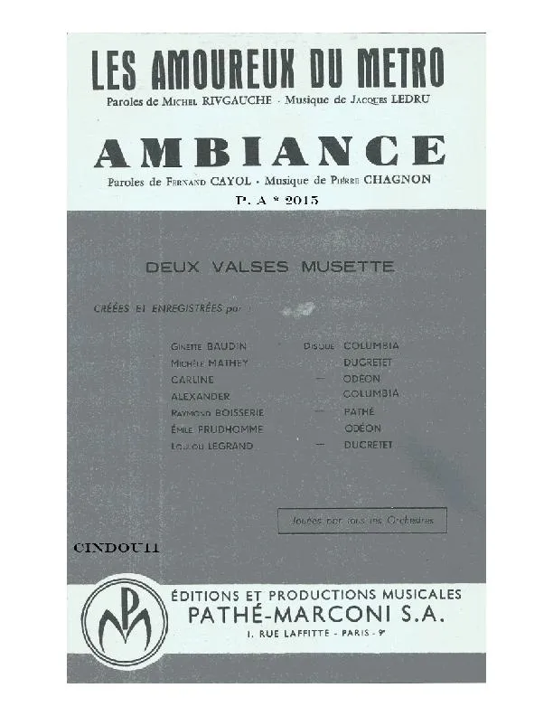 télécharger la partition d'accordéon Ambiance (Orchestration Complète) (Valse Musette Chantée) au format PDF