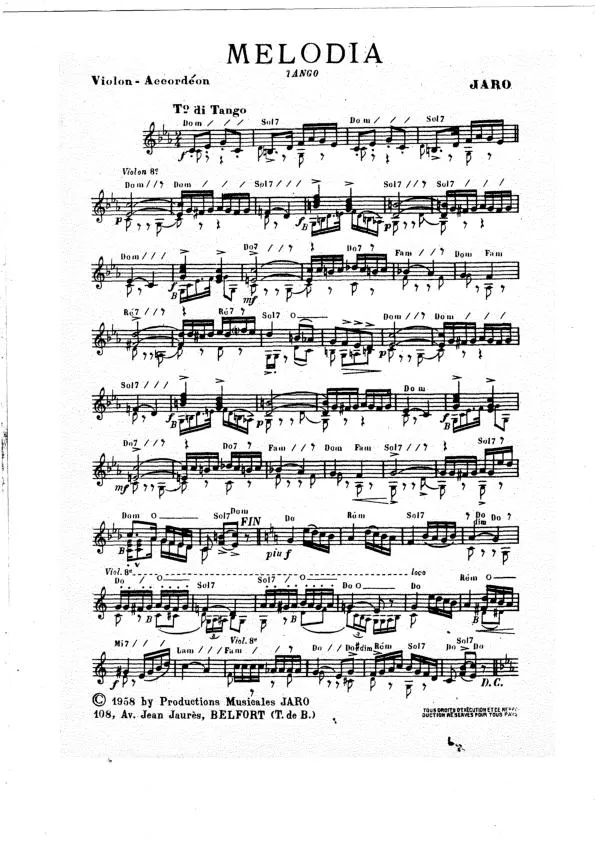télécharger la partition d'accordéon Mélodia (Tango) au format PDF