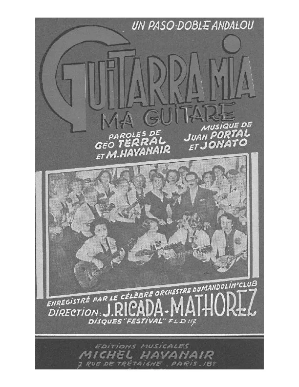 télécharger la partition d'accordéon Guitarra mia (Ma guitare) (Orchestration Complète) (Paso Doble Andalou) au format PDF