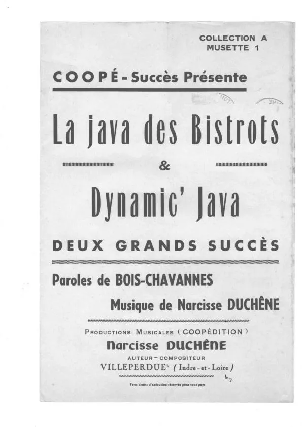 télécharger la partition d'accordéon La java des bistrots au format PDF