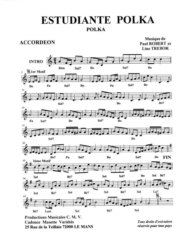 télécharger la partition d'accordéon Estudiante Polka au format PDF