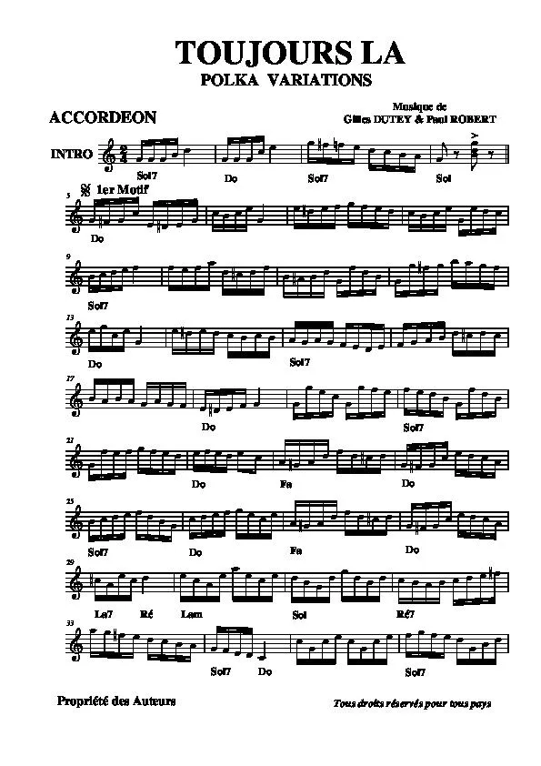 télécharger la partition d'accordéon Toujours là (Polka Variations) au format PDF