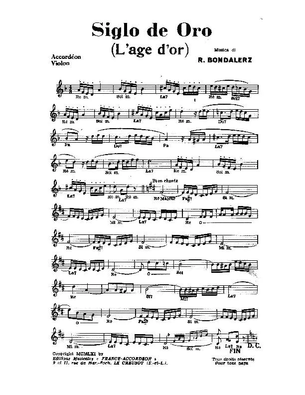 télécharger la partition d'accordéon Siglo de Oro (L'âge d'or) (Tango) au format PDF