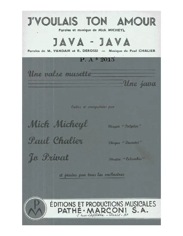 télécharger la partition d'accordéon Java Java au format PDF