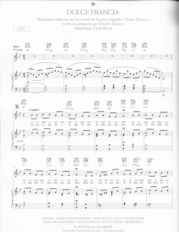 télécharger la partition d'accordéon Dolce Francia (Adaptation de : Douce France) au format PDF