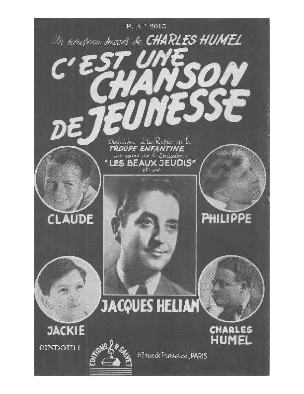 télécharger la partition d'accordéon C'est une chanson de jeunesse (De l'émission : Les beaux jeudis) (Marche) au format PDF