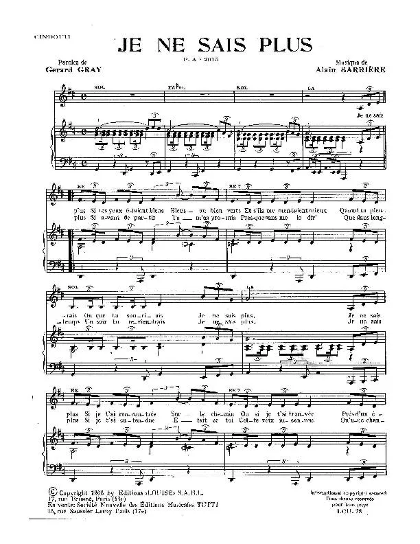 télécharger la partition d'accordéon Je ne sais plus (Slow Rock) au format PDF