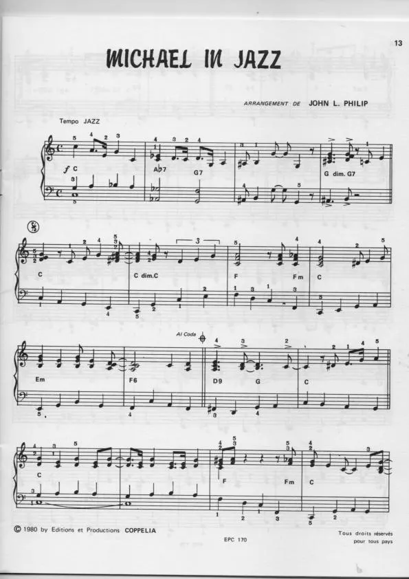 télécharger la partition d'accordéon Michael in jazz au format PDF