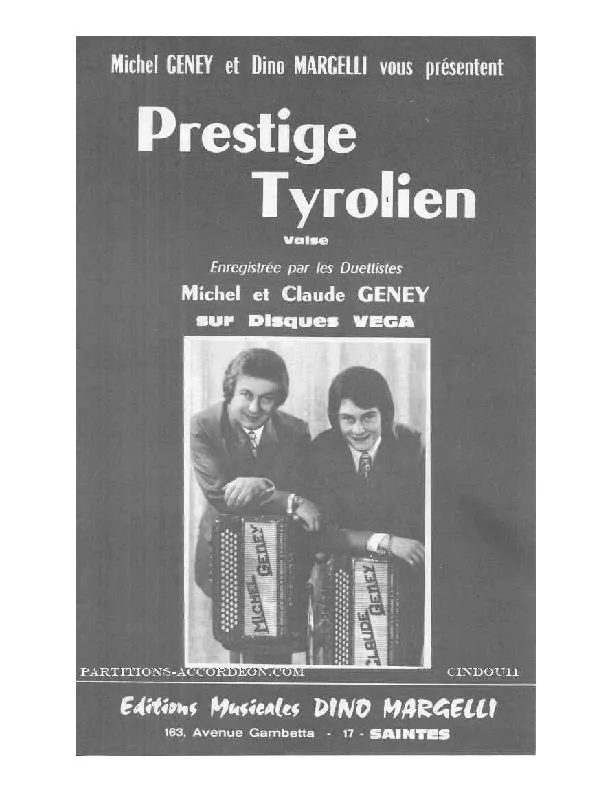 télécharger la partition d'accordéon Prestige Tyrolien (Valse) au format PDF