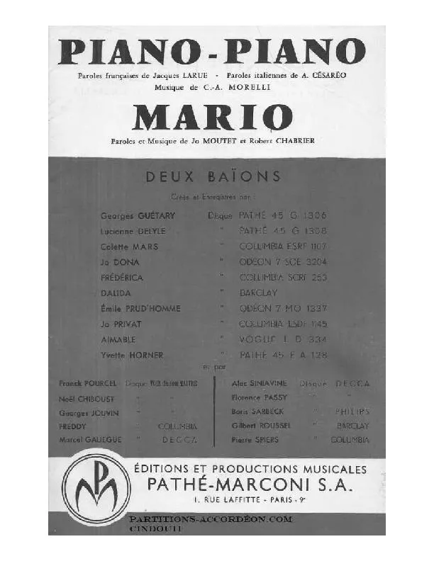 télécharger la partition d'accordéon Piano Piano (Orchestration Complète) (Baïon) au format PDF