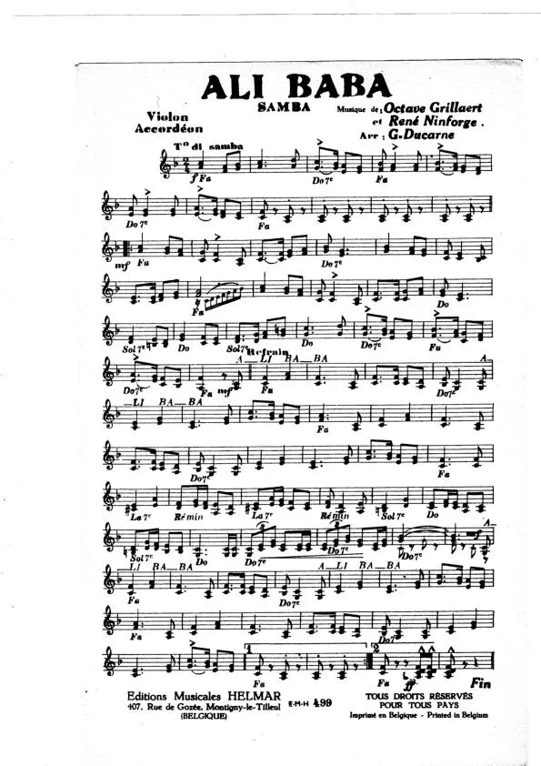 télécharger la partition d'accordéon Ali Baba (Arrangement : Germain Ducarne) (Samba) au format PDF