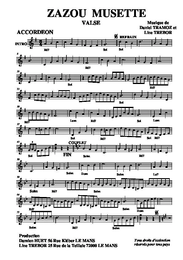 télécharger la partition d'accordéon Zazou Musette (Valse) au format PDF