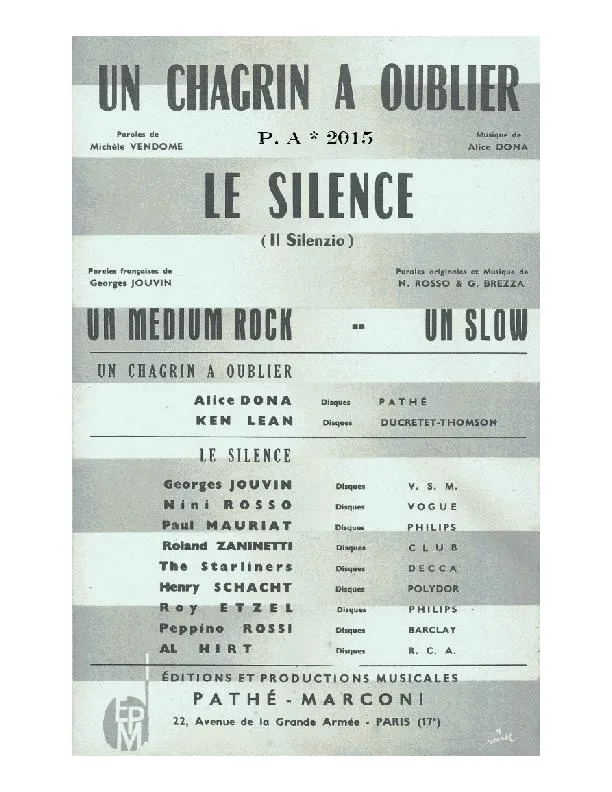 télécharger la partition d'accordéon Le Silence (Il Silenzio) (Orchestration Complète) (Slow) au format PDF