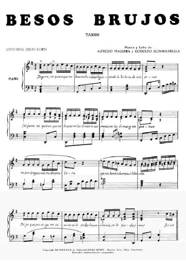 télécharger la partition d'accordéon Besos Brujos (Tango) au format PDF