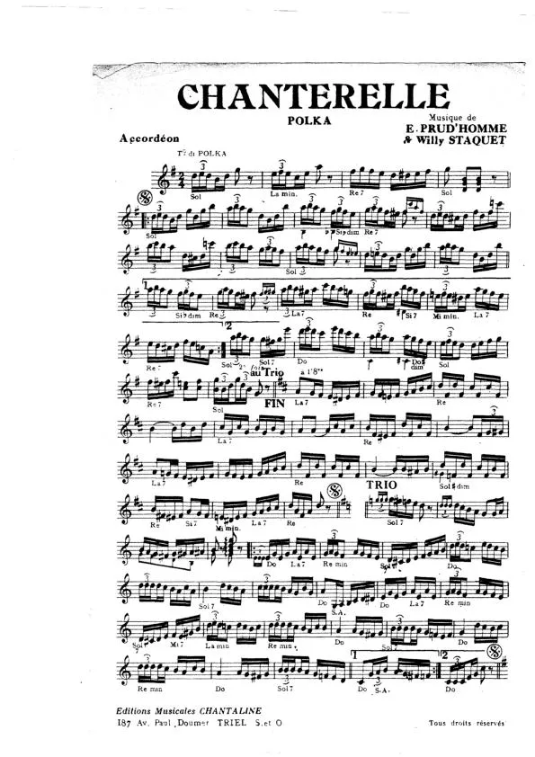 télécharger la partition d'accordéon Chanterelle (Polka) au format PDF