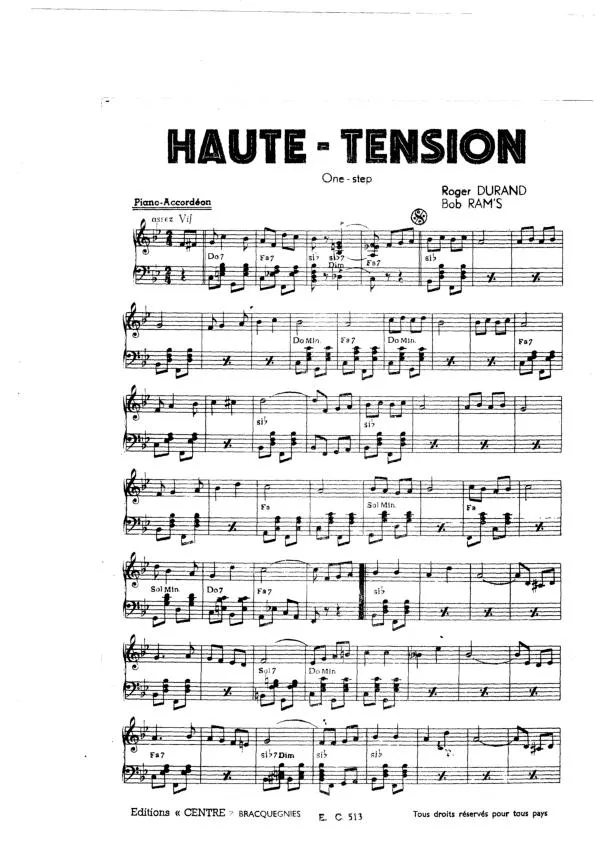télécharger la partition d'accordéon Haute Tension (One Step) au format PDF