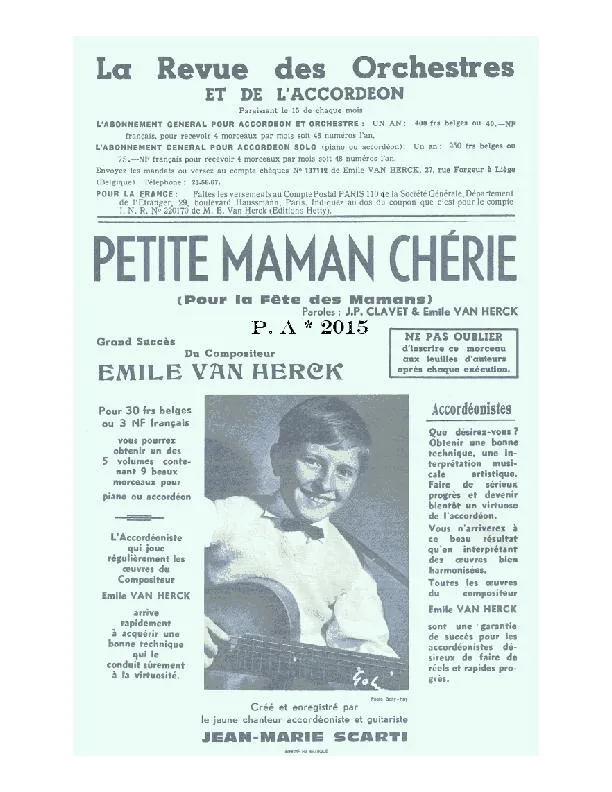 télécharger la partition d'accordéon Petite Maman chérie (Pour la fête des Mamans) (Orchestration) au format PDF