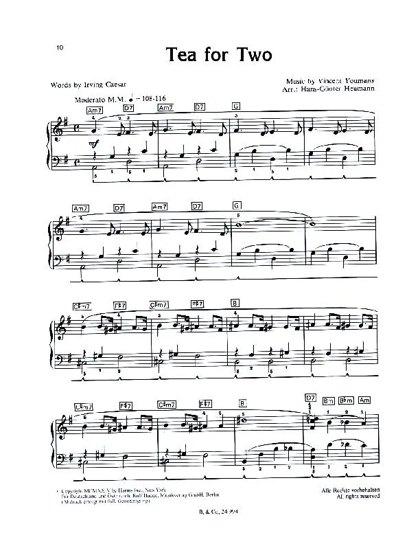 télécharger la partition d'accordéon Tea for two (Arrangement Hans-Günter Heumann) au format PDF