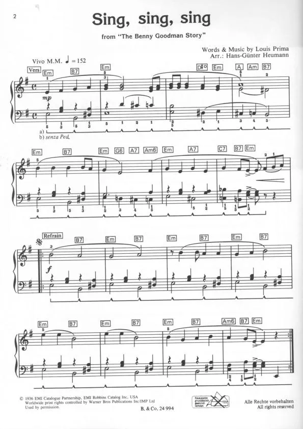 télécharger la partition d'accordéon Sing Sing Sing (From : The Benny Goodman story (Arrangement Hans-Günter Heumann) au format PDF