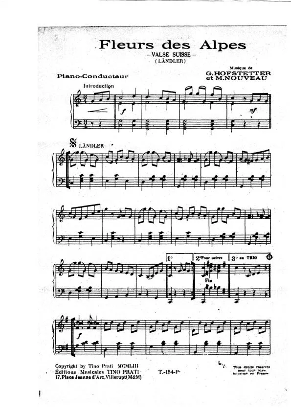 télécharger la partition d'accordéon Fleurs des Alpes (Ländler) (Valse Suisse) au format PDF